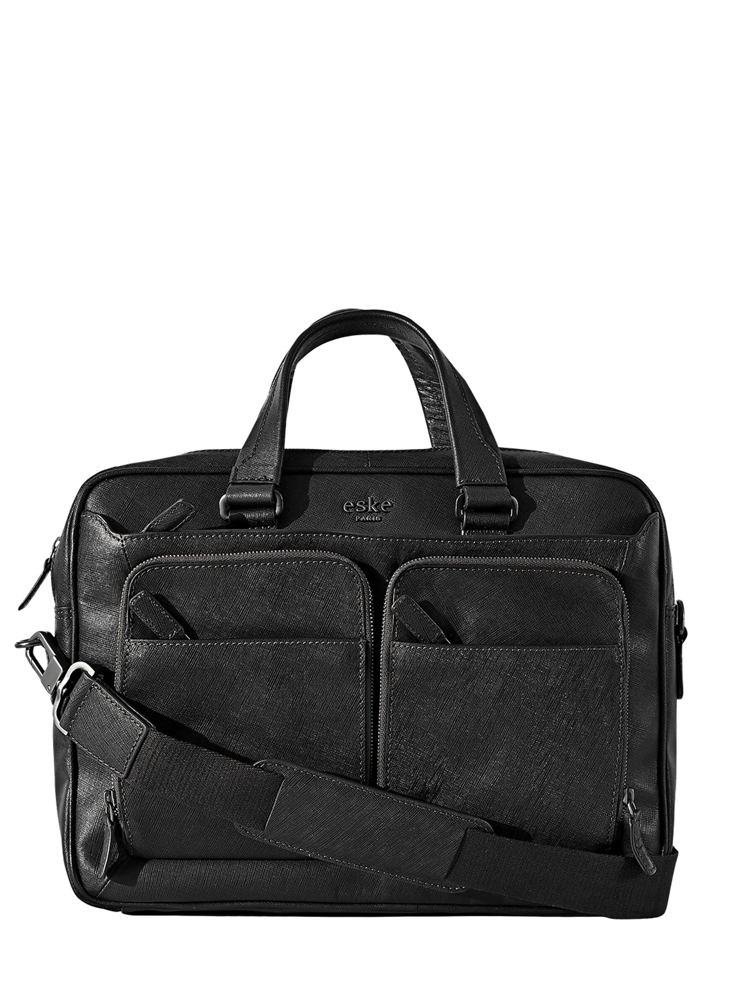 Eske Lewes 15 inch Black Leather Large Laptop Messenger Bag