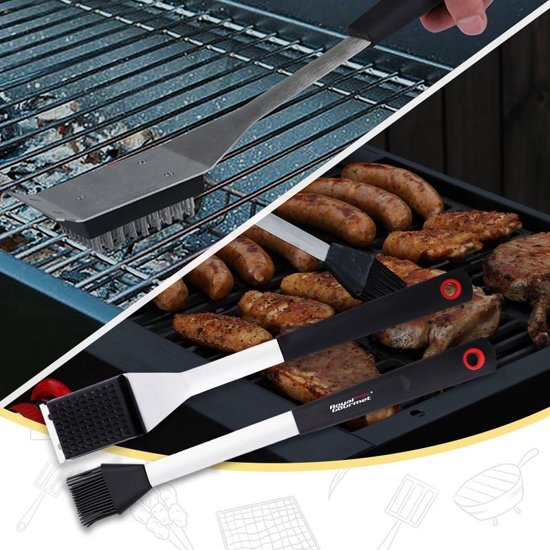Royal Gourmet 14pc Stainless Steel Grill Accessories Set and Barbecue Tool Kit Gray