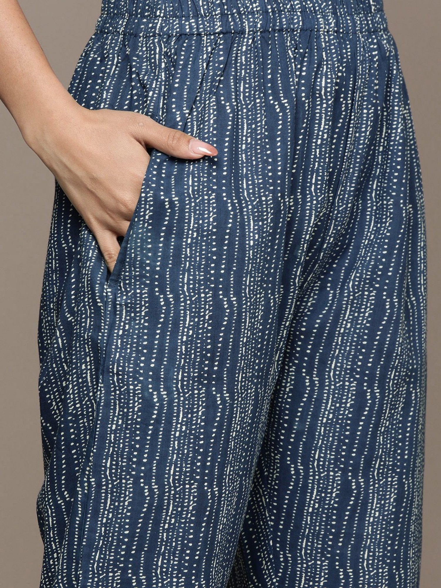 Anubhutee Blue Cotton Floral Kurta With Pants & Dupatta