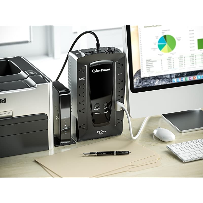 AVRG750U AVR UPS System 750VA450W 12 Outlets CompactBlack