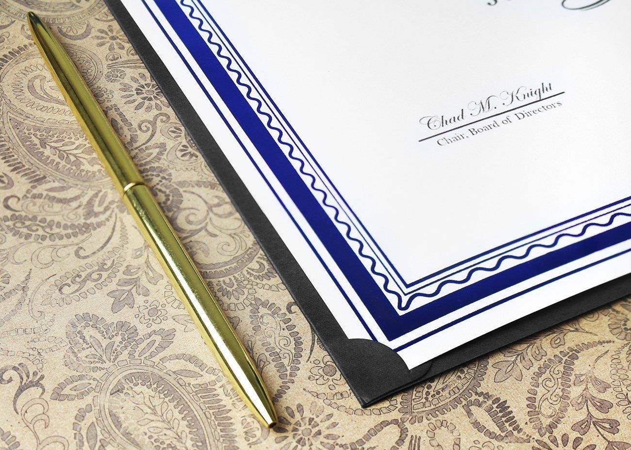 12-Pack Certificate Holder - Diploma Cover, Document Cover for Letter-Sized Award Certificates, Black, Gold Foil, 11.2 x 8.8 inches