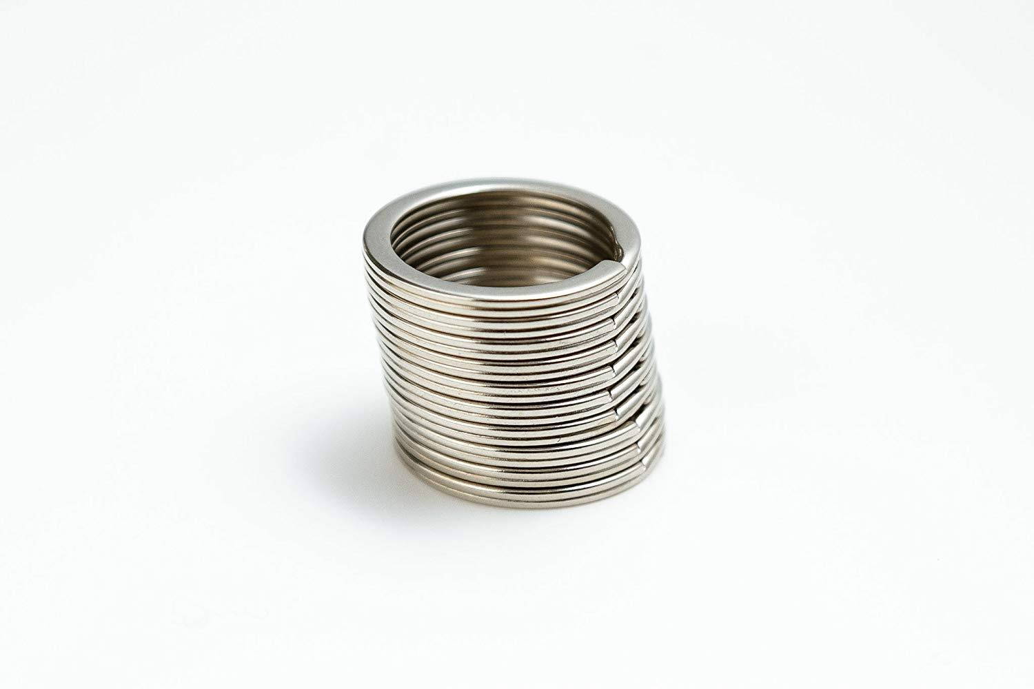 Silipac Metal Key Rings Heavy Duty Keyrings Bulk Stainless Steel Belt Loop Tags Split Car Stationery Chains Tag Loops Round Office Supplies Home Keychains Large Flat Ring Chain Organizer Holder