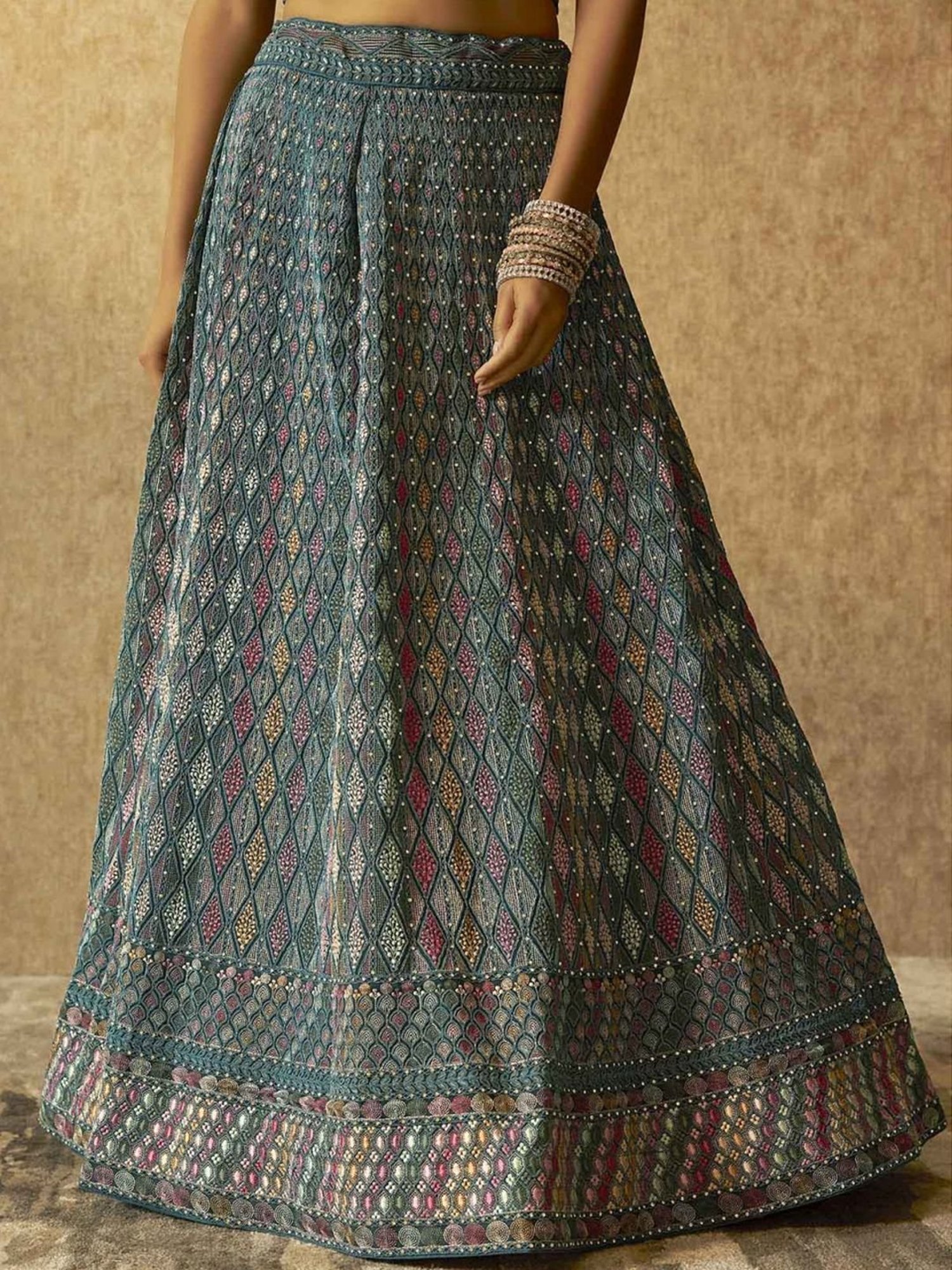 studiorasa Purple Hand Block Print Lehenga Set