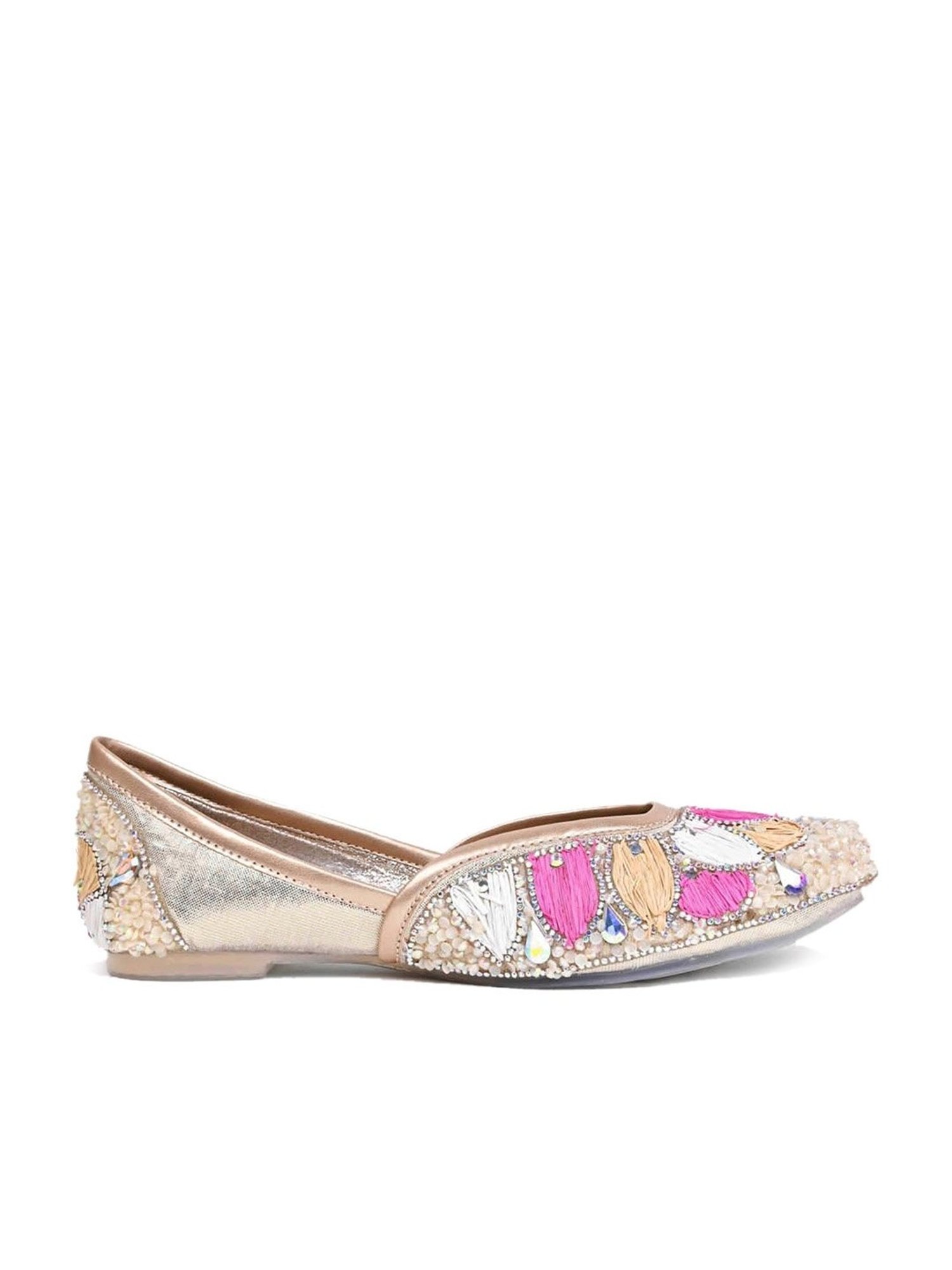 Jove Women's Golden Ethnic Juttis