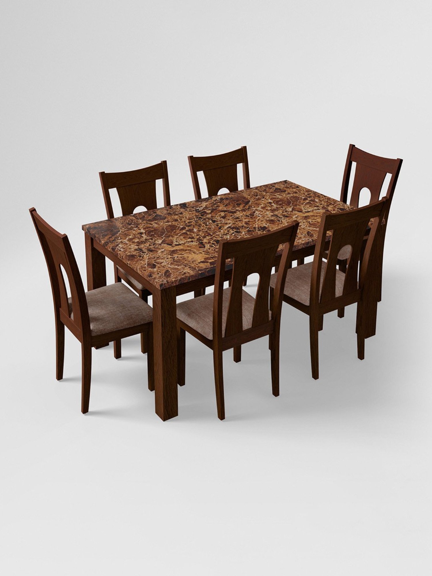 Godrej Interio Amber Brown Rubber Wood 6 Seater Rectangular Dining Table