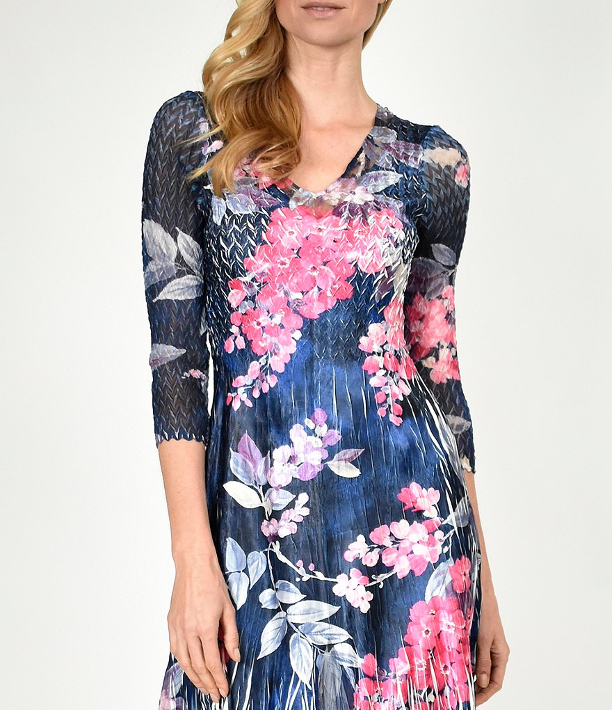 Marina Sequin Lace Round Neck 3/4 Sleeve Sheath Dress