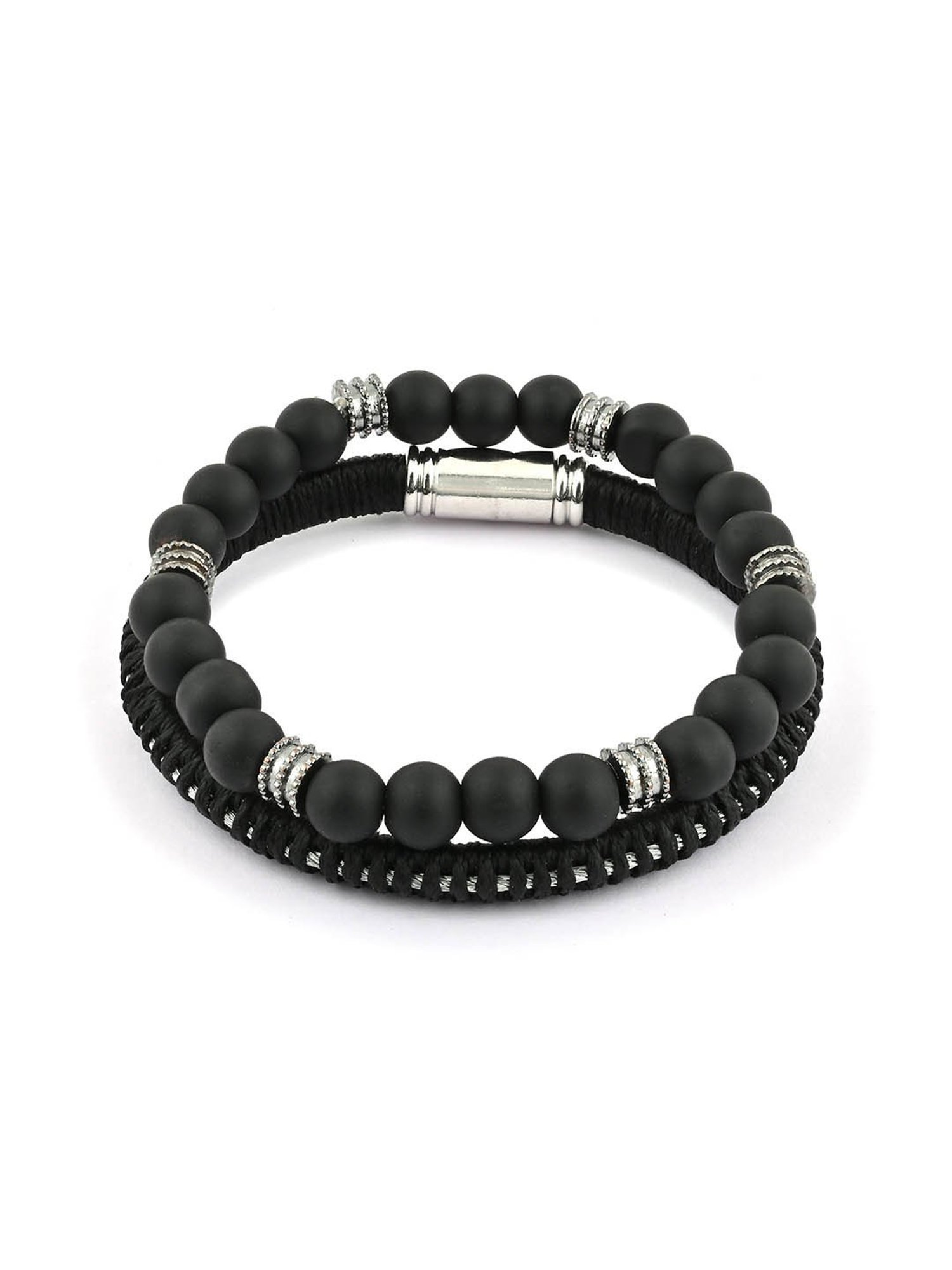 The Bro Code Black Set of 2 Metal with Beaded Bracelet for Men