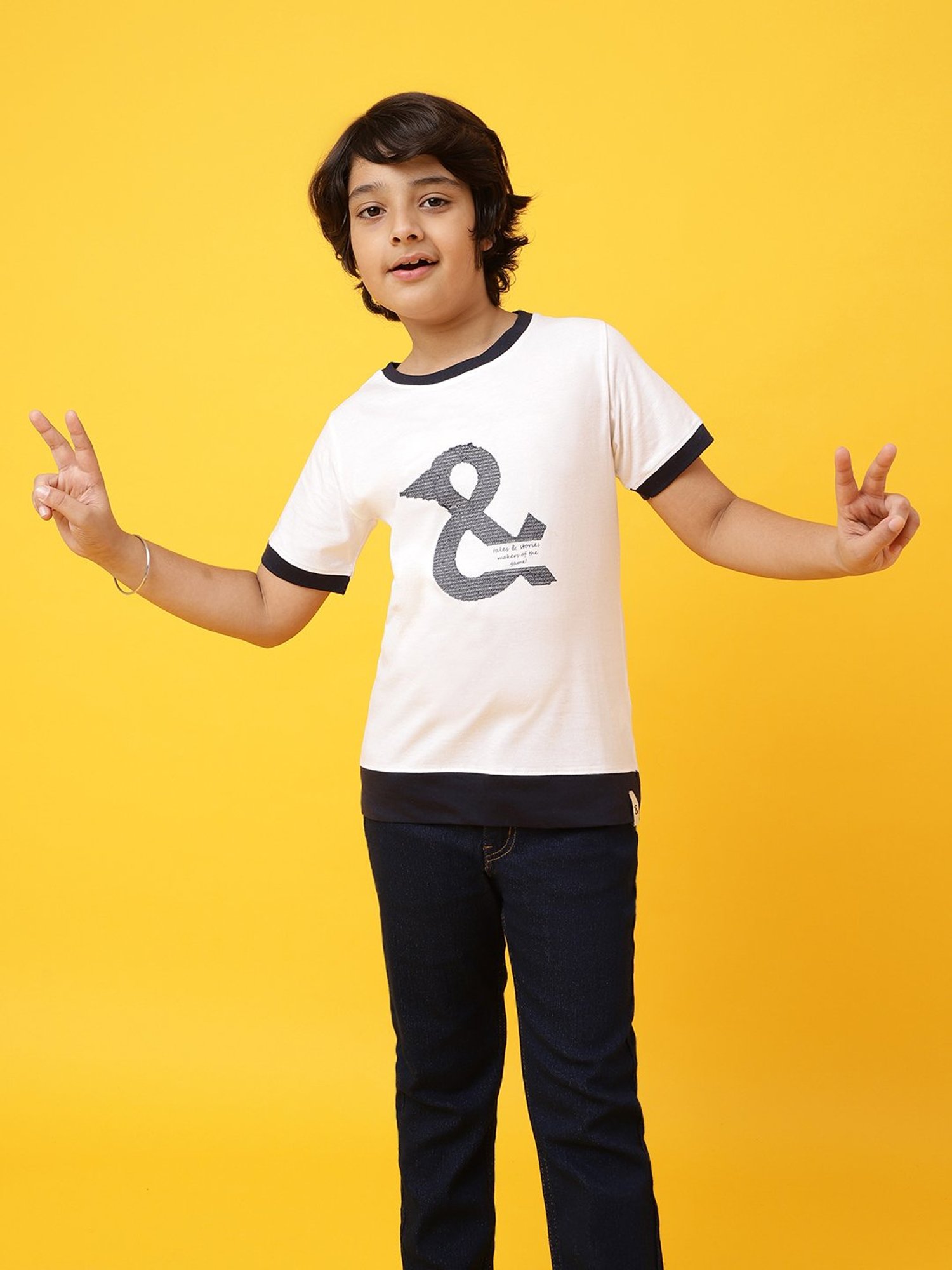 Tales & Stories Kids White Printed T-Shirt