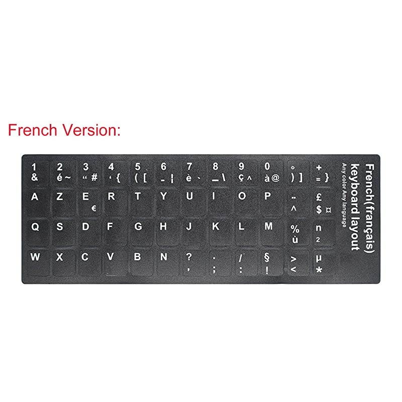 PCS French Keyboard Stickers with NonTransparent Black Background White Letters for PCComputerLaptop Size of Each Key Sticker 043 x 051 French
