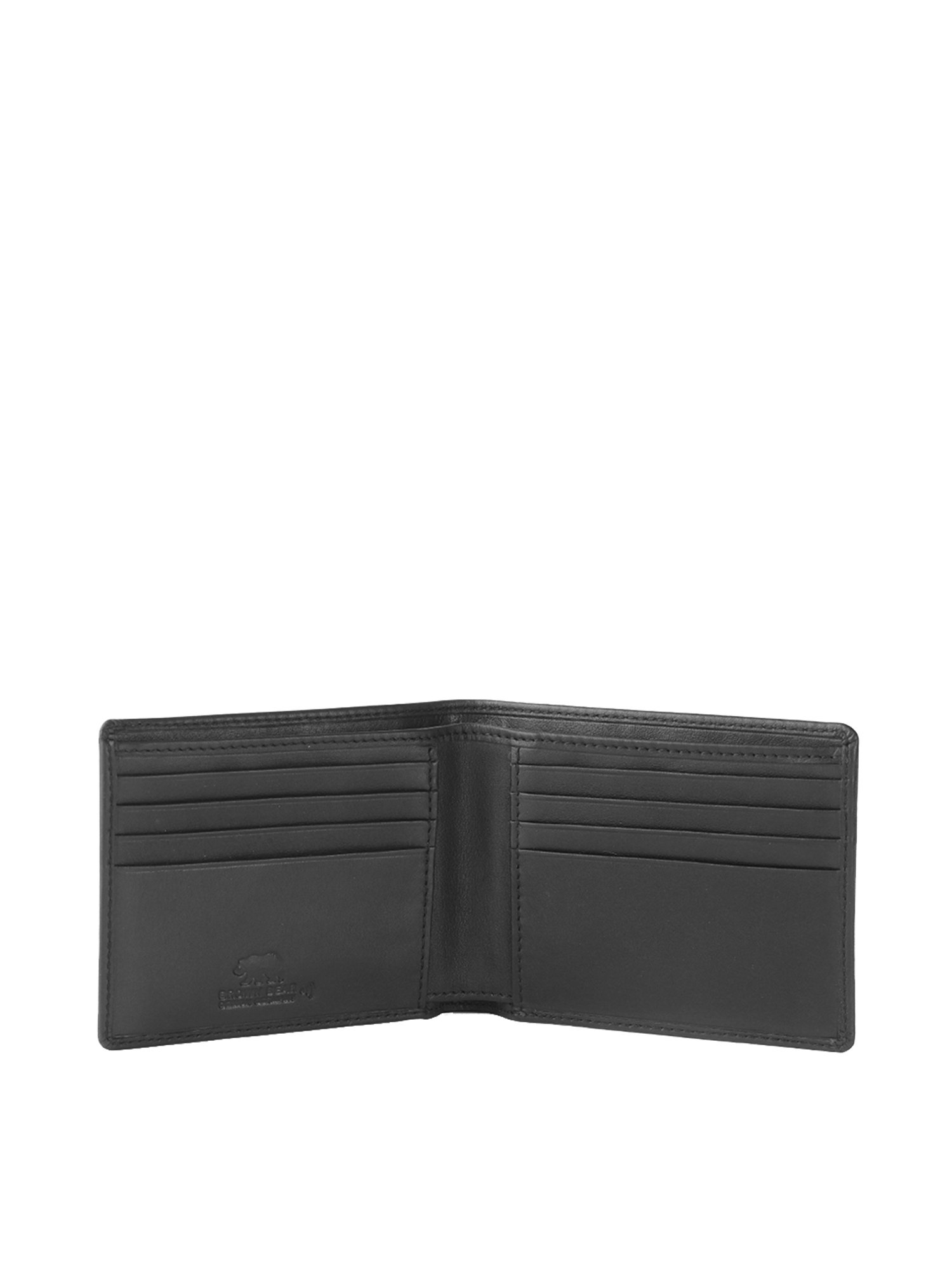Brown Bear Black Casual Leather Rfid Bi-Fold Wallet for Men