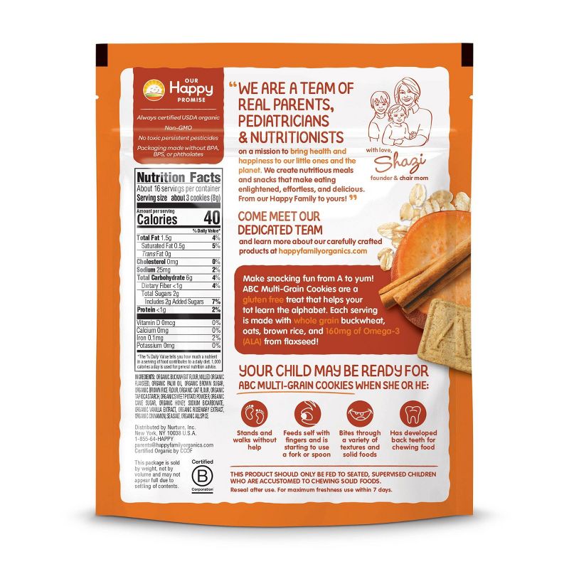 HappyTot ABC Organic Cinnamon & Sweet Potato with Flaxseed Multi-Grain Cookies Baby Snacks - 4.4oz