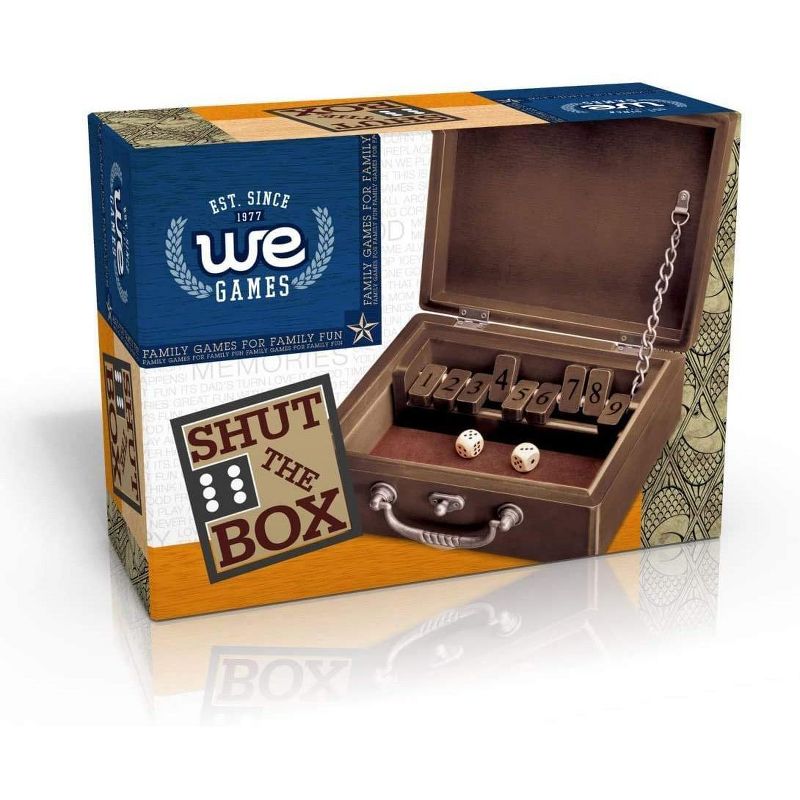 WE Games Shut The Box - Walnut Stained Wood Box - 9 Numbers, 9 inches