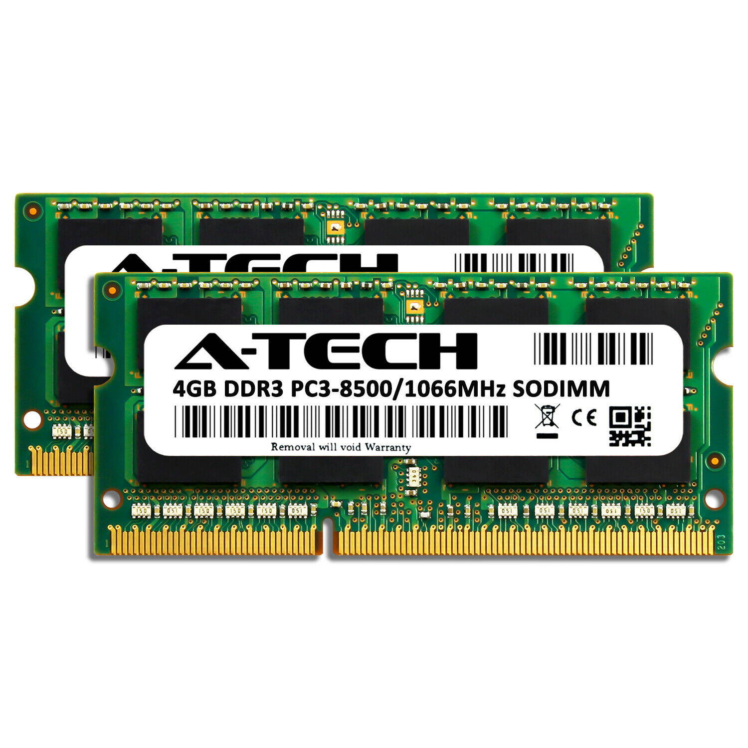 A-Tech 8GB 2 x 4GB PC3-8500 Laptop SODIMM DDR3 1066 MHz 204-Pin Memory RAM 8G 4G