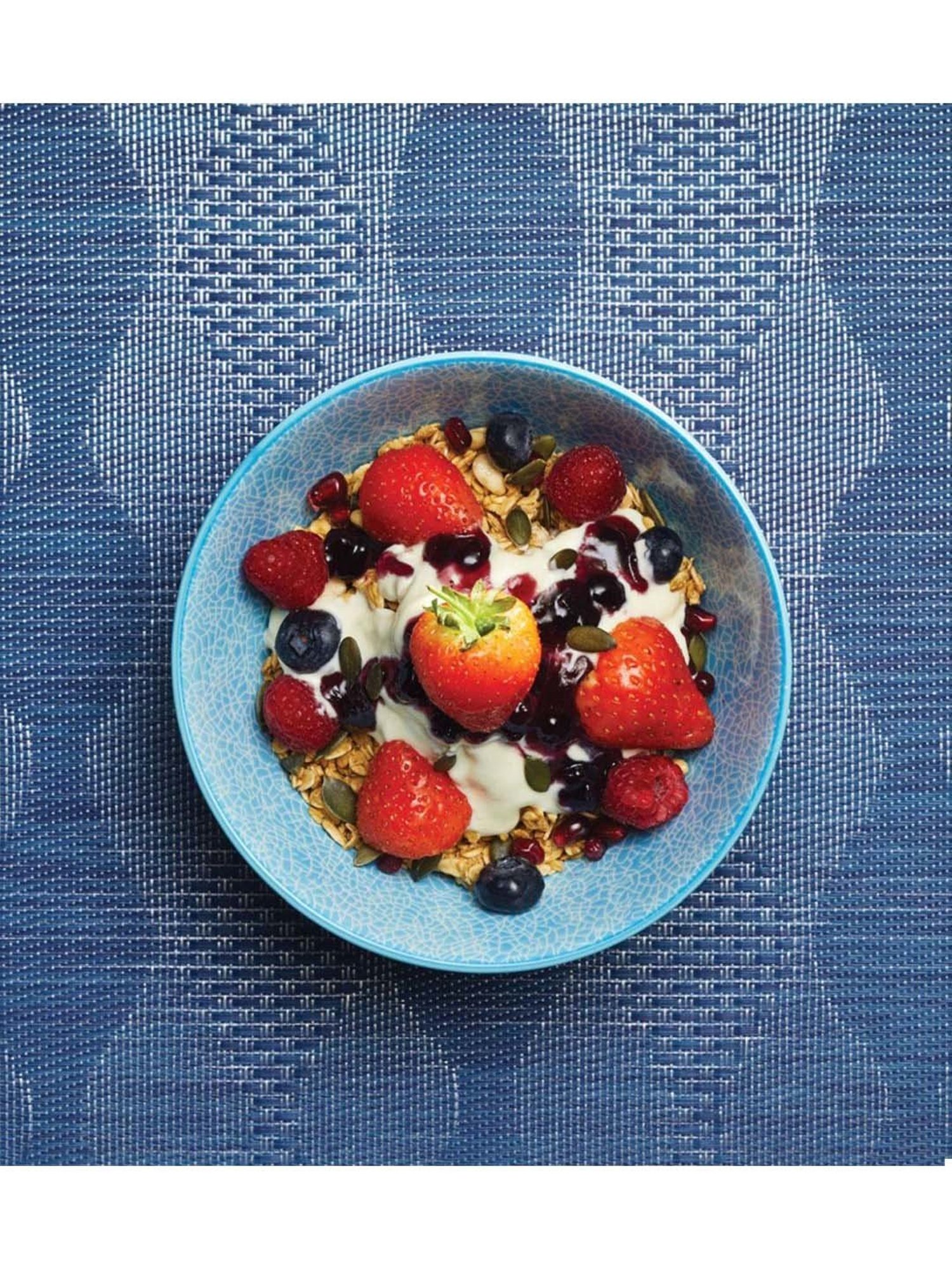 KitchenCraft Blue & Red Stoneware Fruit Bowl