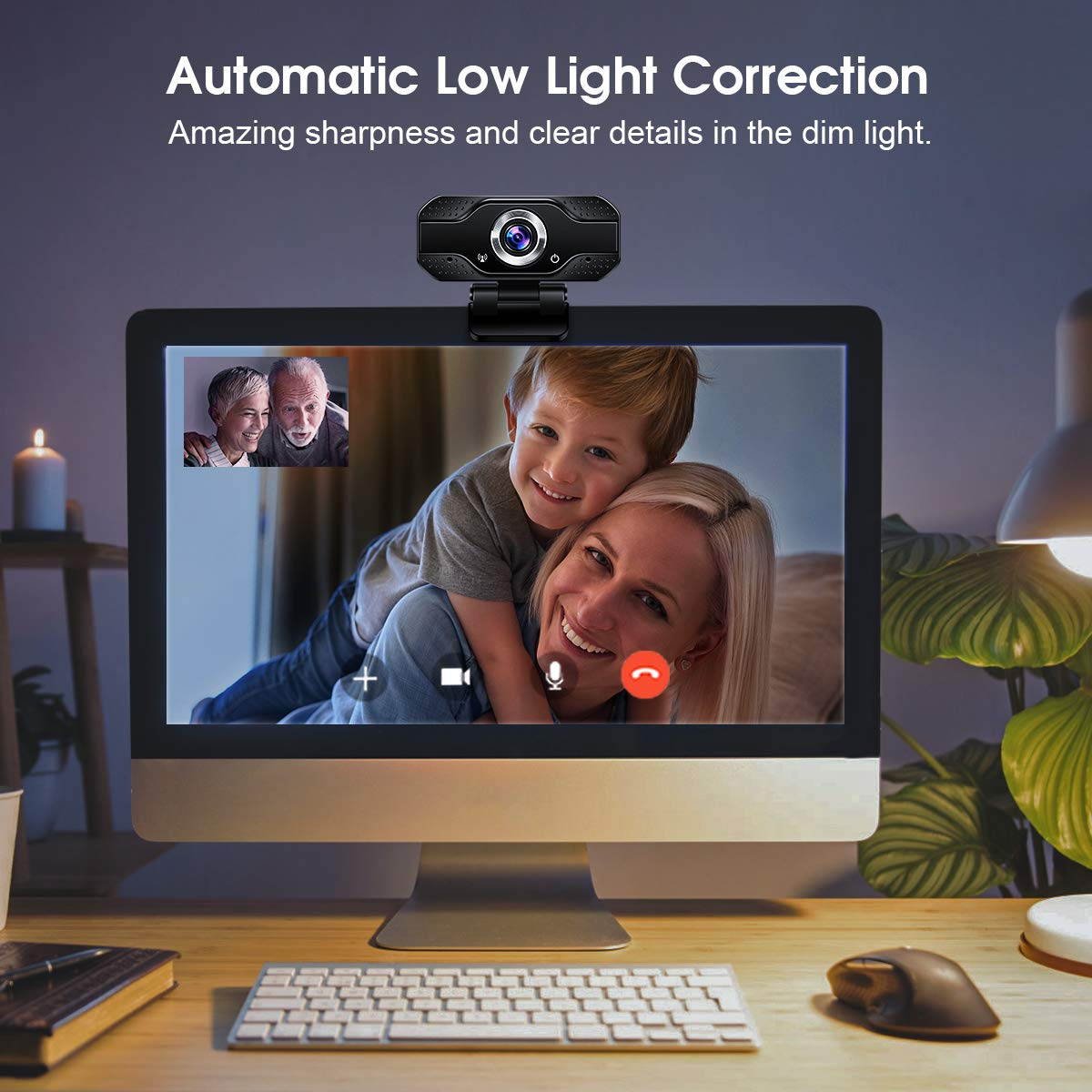 Hannord Video Calling Recording Conferencing Live Class Webcam,1080P Full HD Webcam USB Desktop & Laptop Webcam Live Streaming Webcam with Microphone Widescreen HD Video Webcam