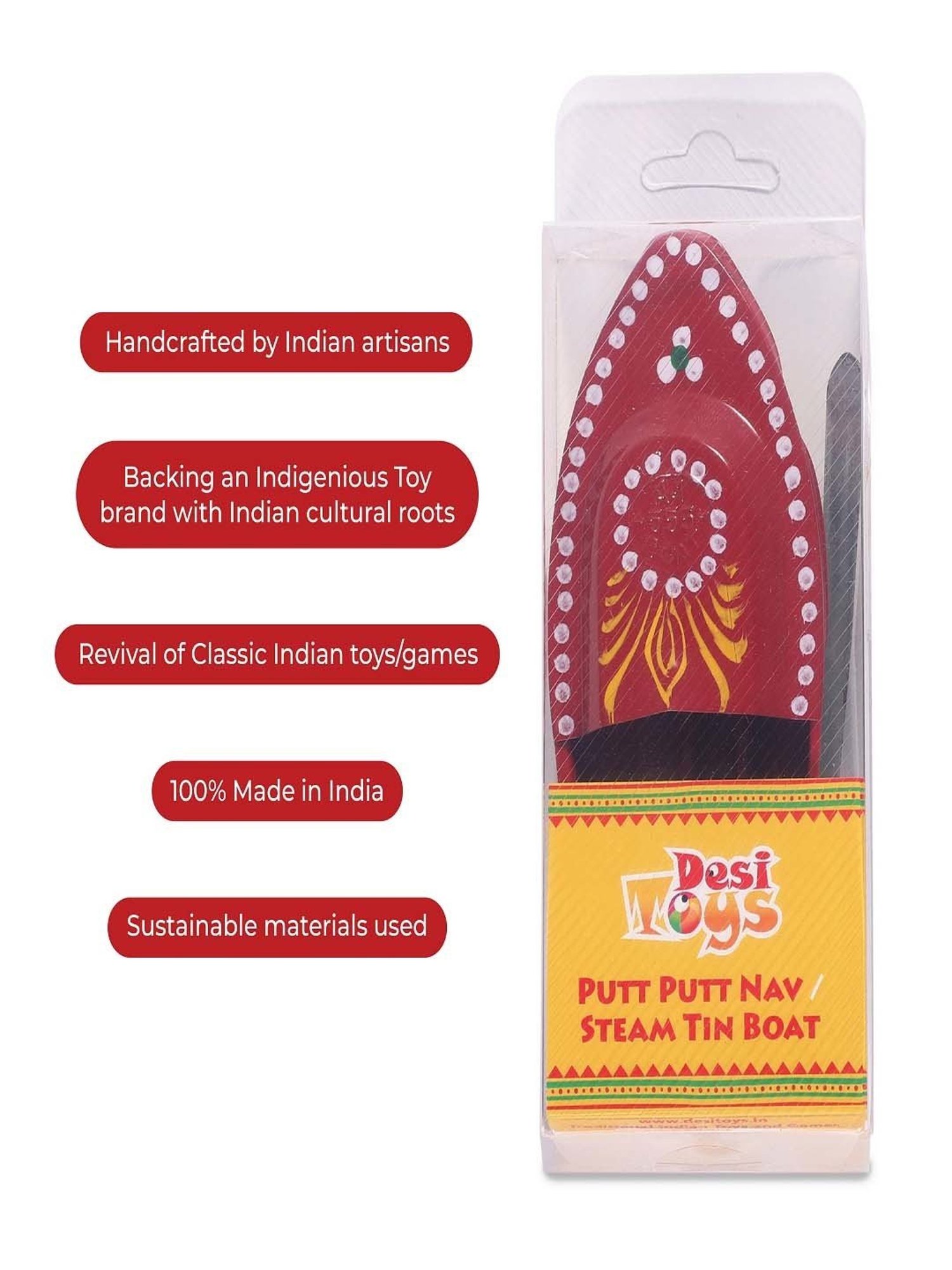 Desi Toys Kids Yellow & Red Metal Spinning Top and Clicker