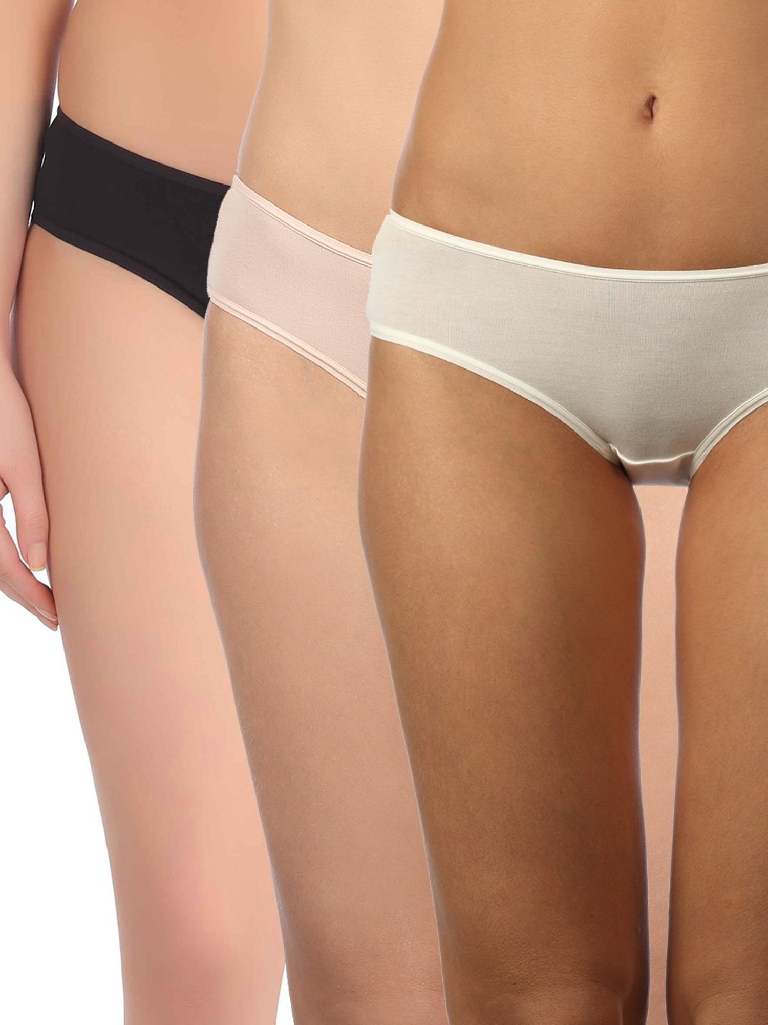 Triumph Beige & Black Cotton Briefs - Pack Of 3