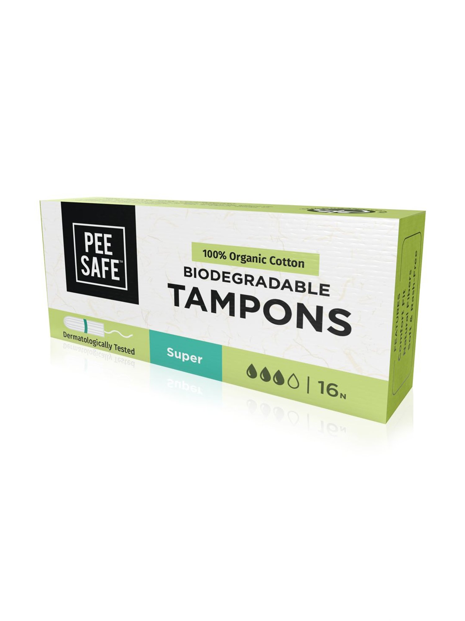 Pee Safe Organic Cotton Tampon (Super) - Pack of 16