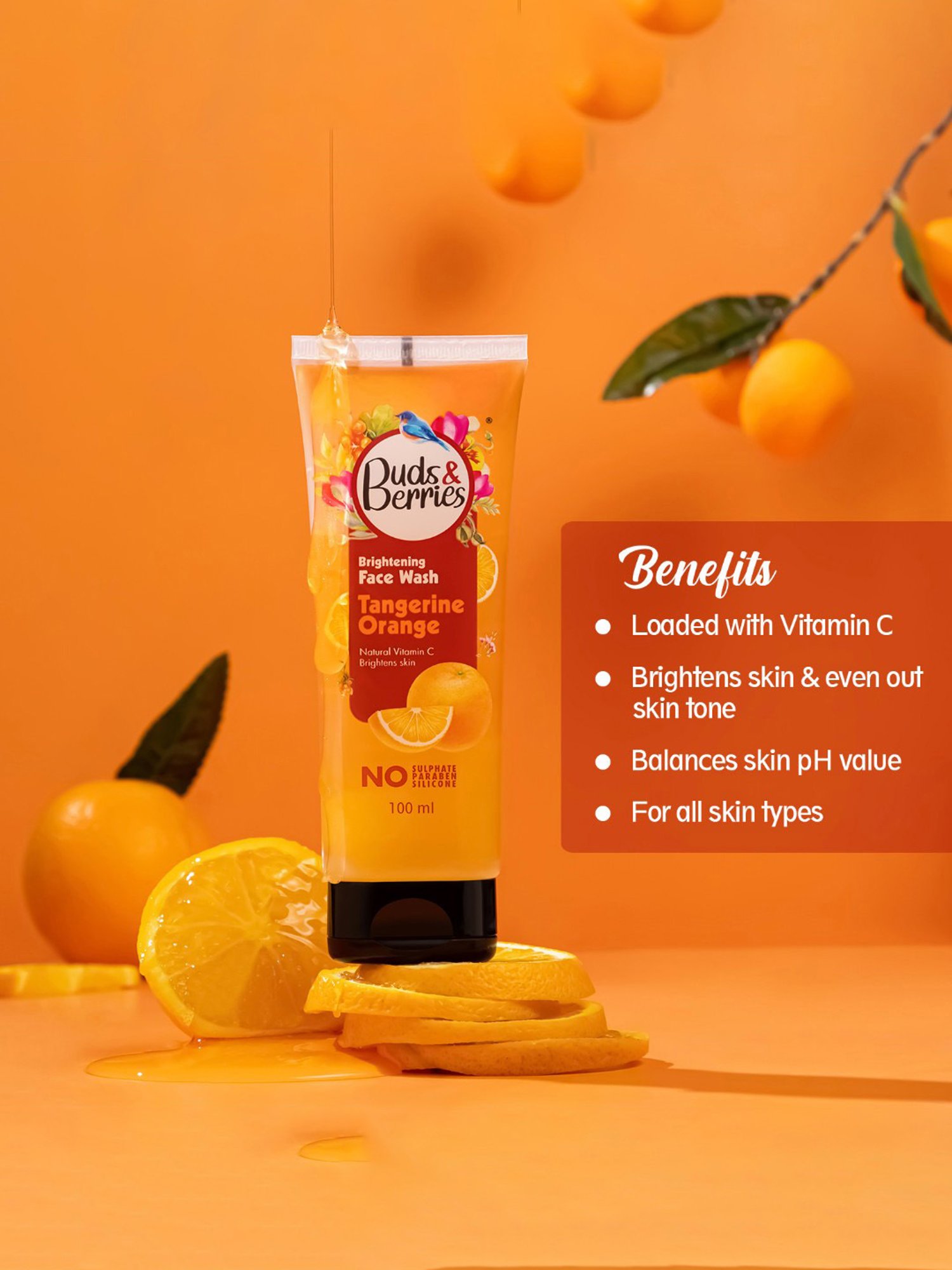 Buds & Berries Tangerine Orange Brightening Face Wash - 100 ml