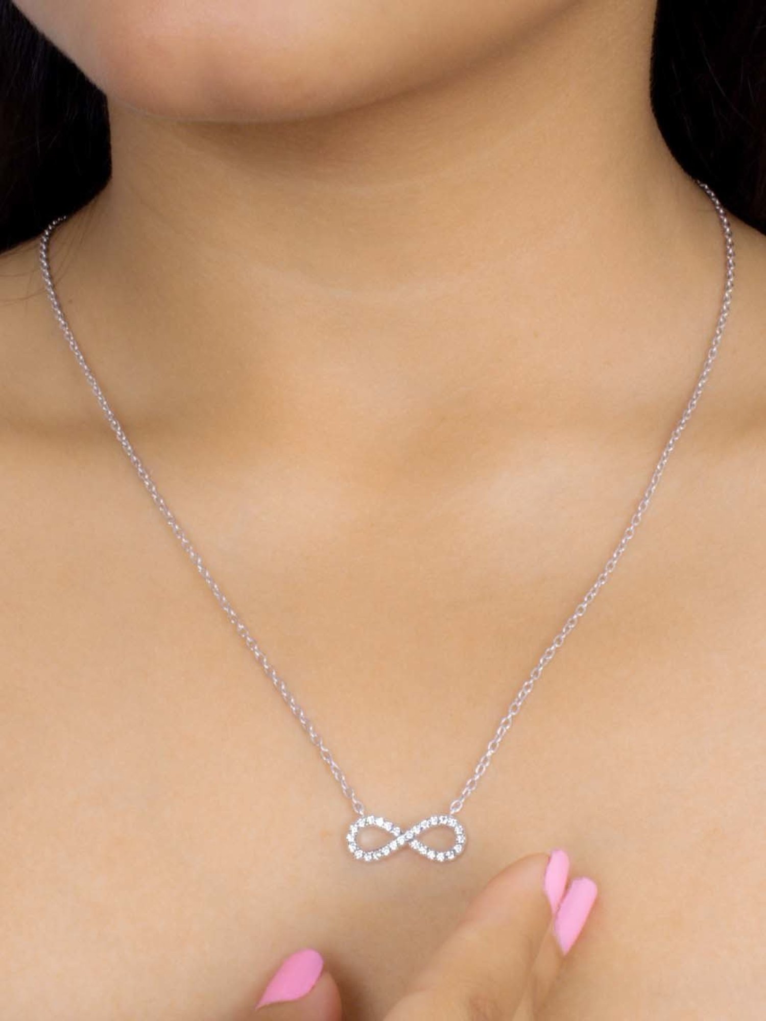 Ornate Jewels 92.5 Sterling Silver Infinity Necklace for Women