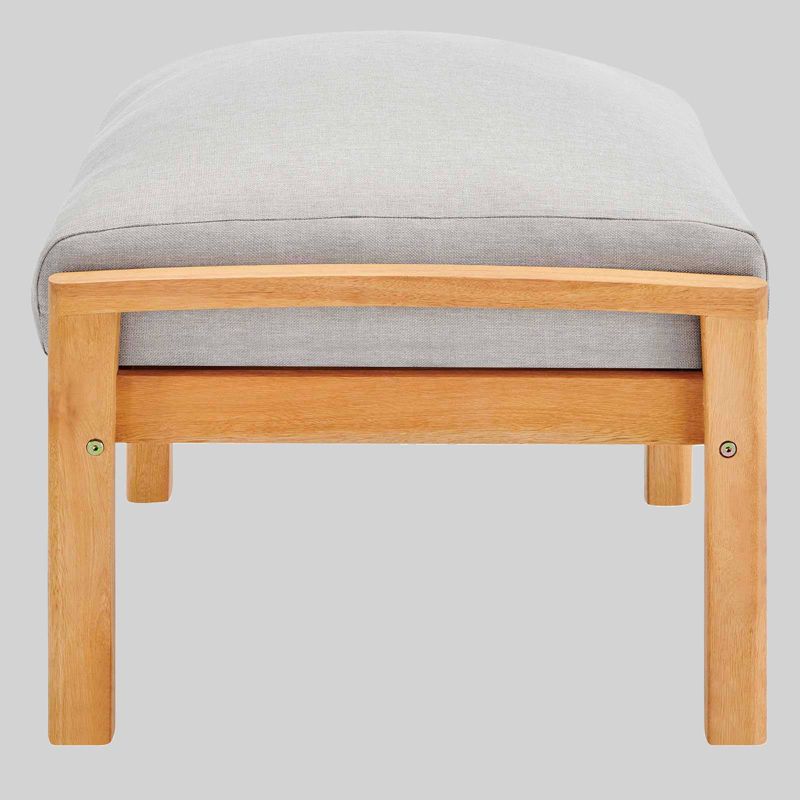 Orlean Outdoor Patio Eucalyptus Wood Ottoman Natural Light Gray - Modway