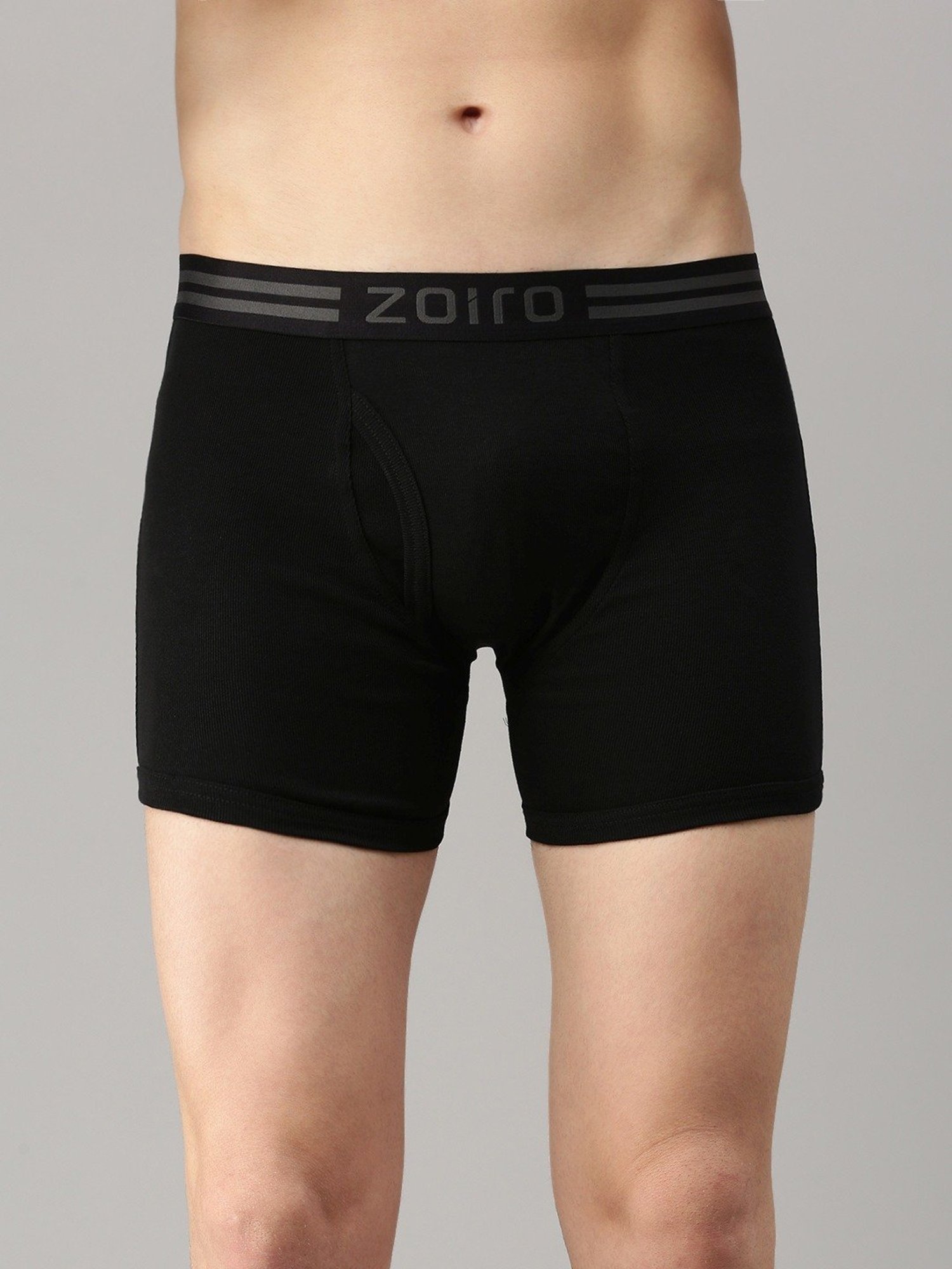 Zoiro Dark Denim & Dark Black Cotton Regular Fit Trunks - Pack Of 2
