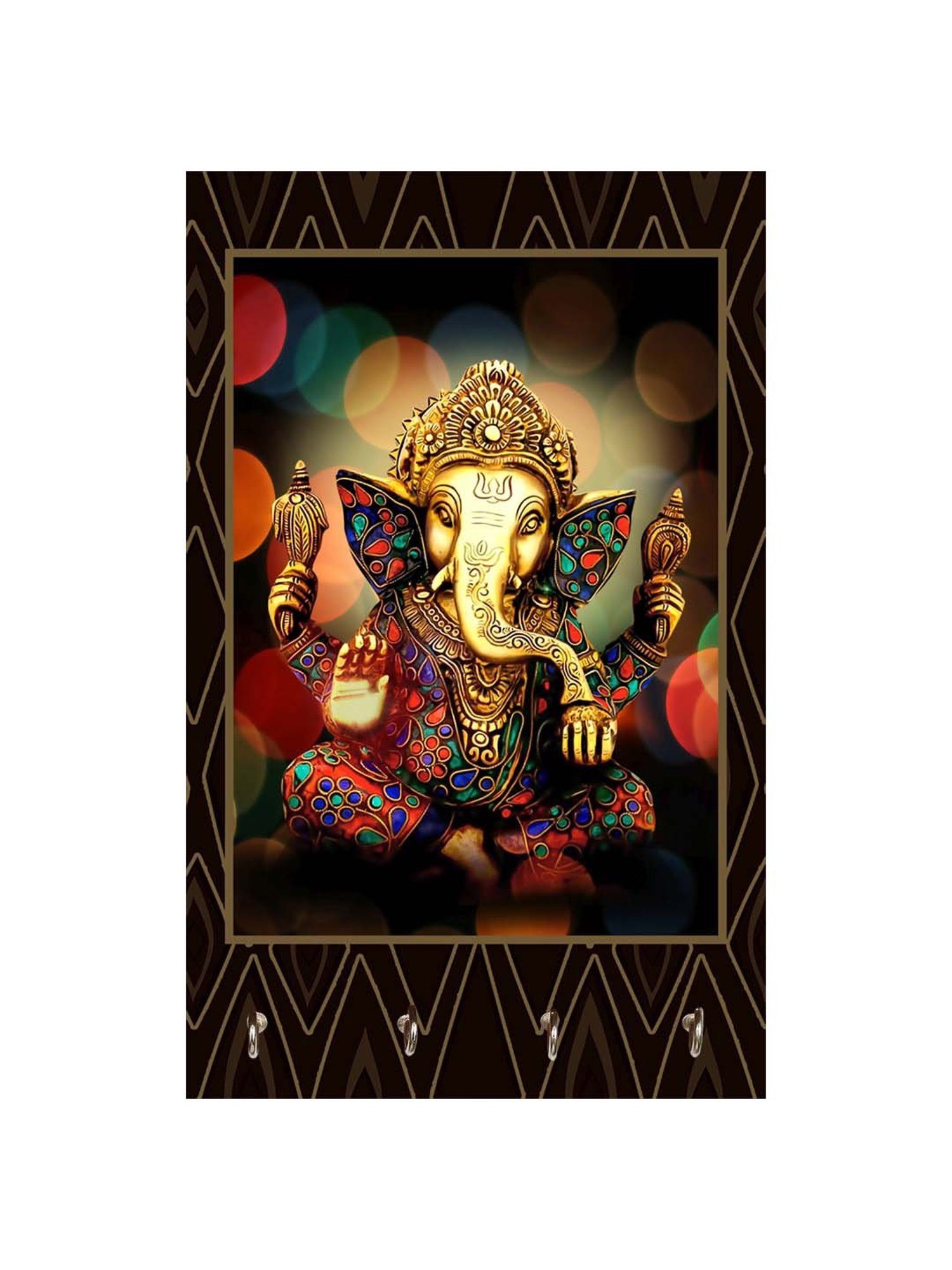 999Store Multicolour MDF Decorative Wall Mount Key Holder - Set of 1