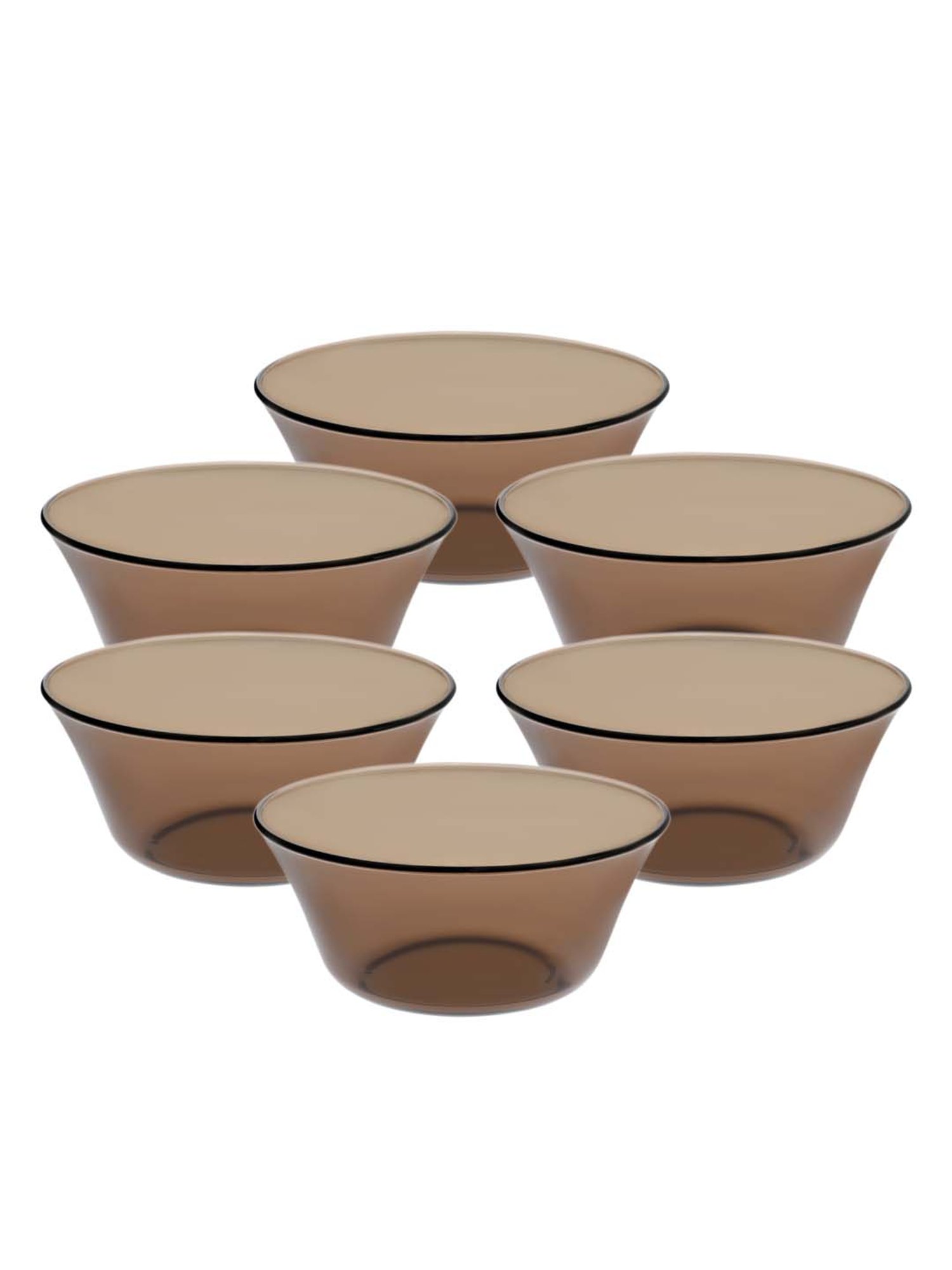 Duralex 'Lys' Brown Glass 17 cm Table Serving Bowl (0.91 L) - Set of 6