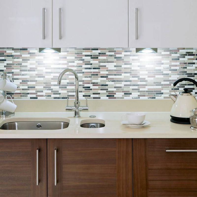 Smart Tiles 3D Peel and Stick Backsplash 4 Sheets of 10.20" x 9" Kitchen and Bathroom Wallpaper Milenza Taddio