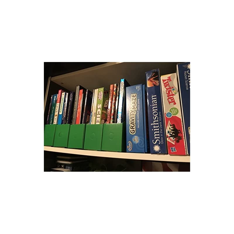 5 GREEN Magazine File Holders Storage Boxes 12 1/4"H x 3 1/2"W x 9 3/4"D