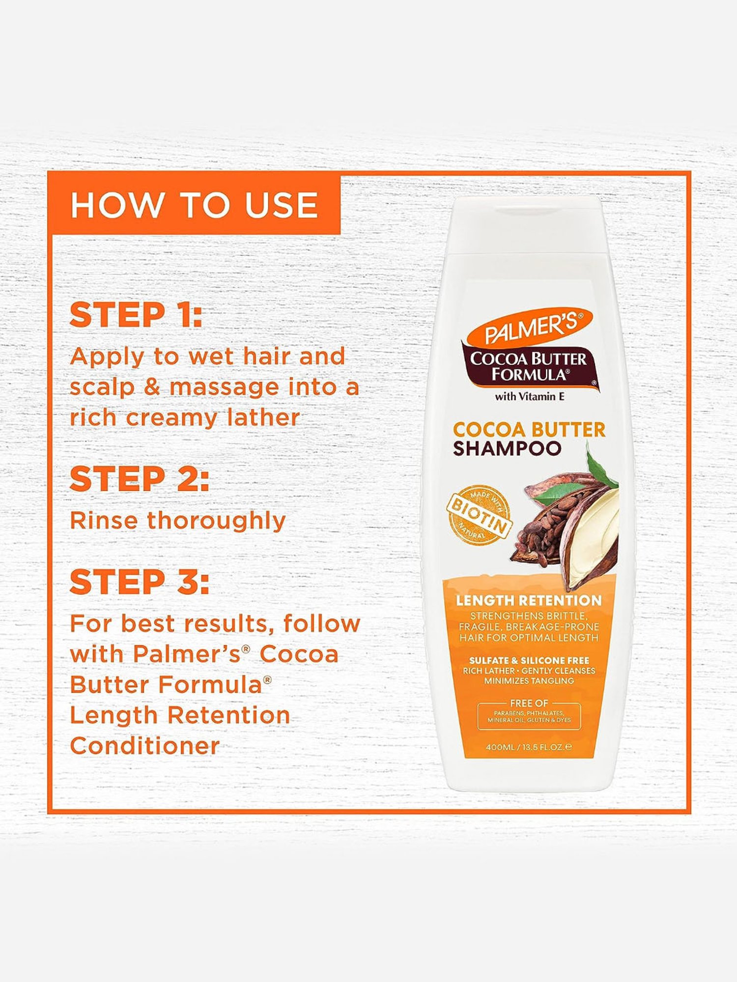 Palmer's Cocoa Butter Formula with Vitamin E Length Retention Shampoo - 400 ml