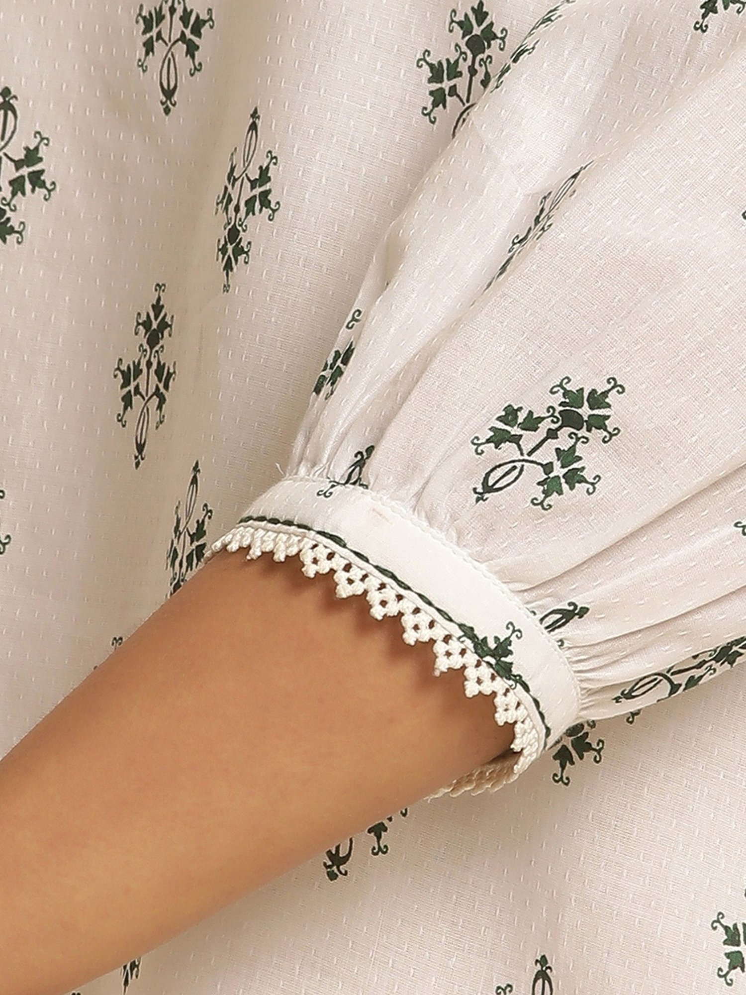 W White Cotton Printed Top