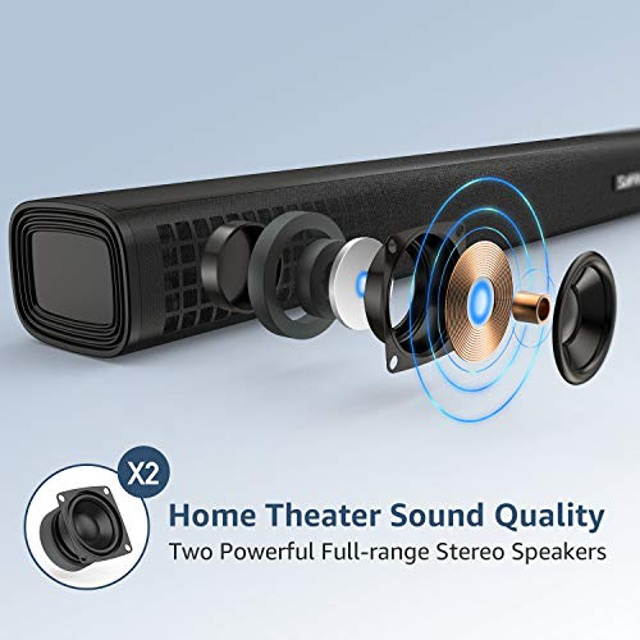 Sound Bars for TV,Saiyin Bluetooth TV soundbar 29-Inch 40 W,Optical AUX Coaxial Wired Input,Remote Control,Mount Kit.