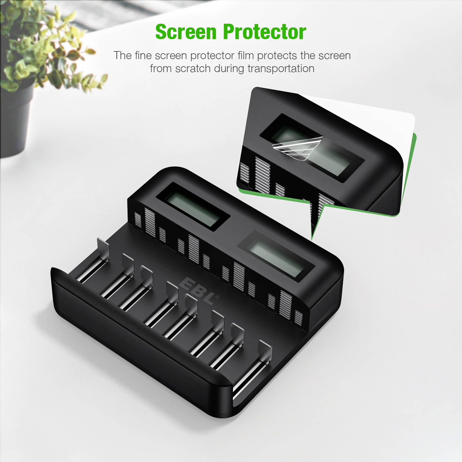 EBL LCD Universal Battery Charger for Rechargeable Batteries Ni-MH AA/ AAA/C/D Batteries with 2A USB Port, Type C Input, Fast AA AAA Battery Charger