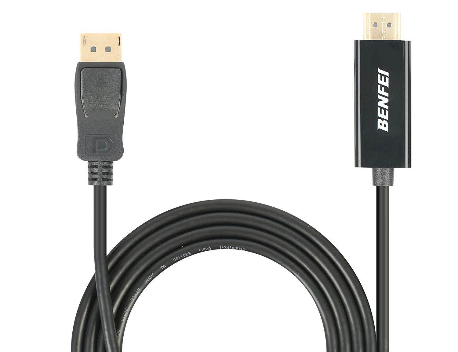 BENFEI DisplayPort to HDMI MALE cord 6 Feet Black Cable MALE to MALE for DisplayPort Enabled Computer and Laptops(Lenovo, Dell, HP, ASUS and other brand)