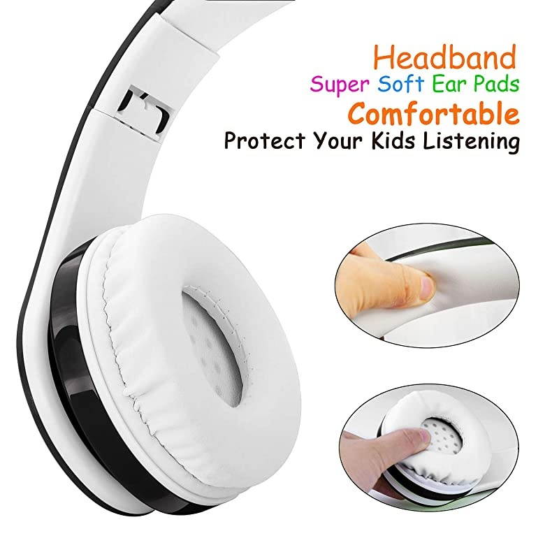 Headphones for Kids, 85db Volume Limited, up to 6-8 Hours Play, Stereo Sound, SD Card Slot, Over-Ear and Build-in Mic Wireless/Wired Headphones for Boys Girls(Black)