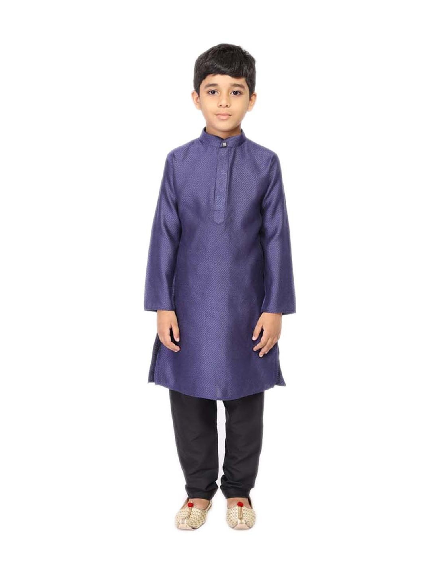 TABARD Kids Purple & Black Cotton Printed Kurta Set