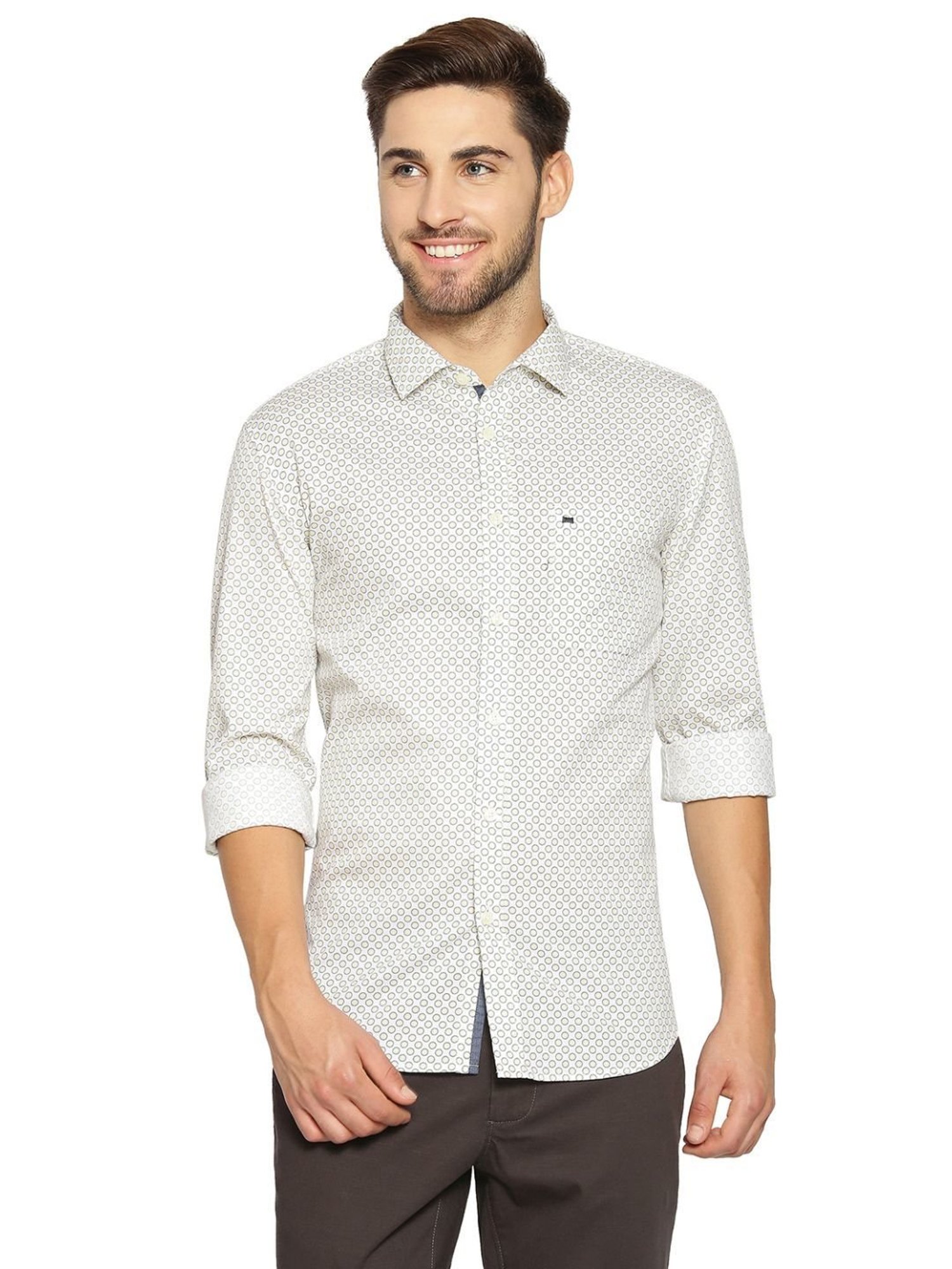 Spykar Blue Cotton Slim Fit Checks Shirt