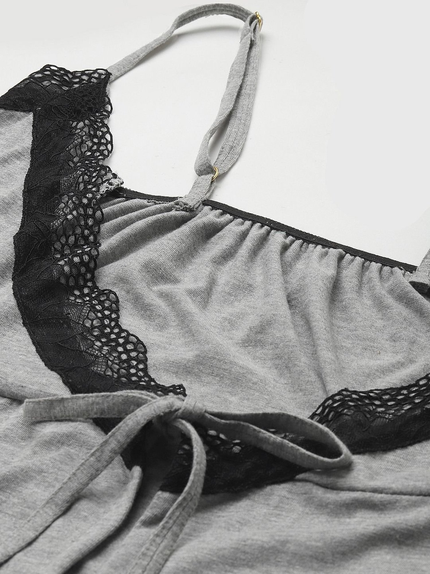 Ms.Lingies Grey Lace Work Nighty