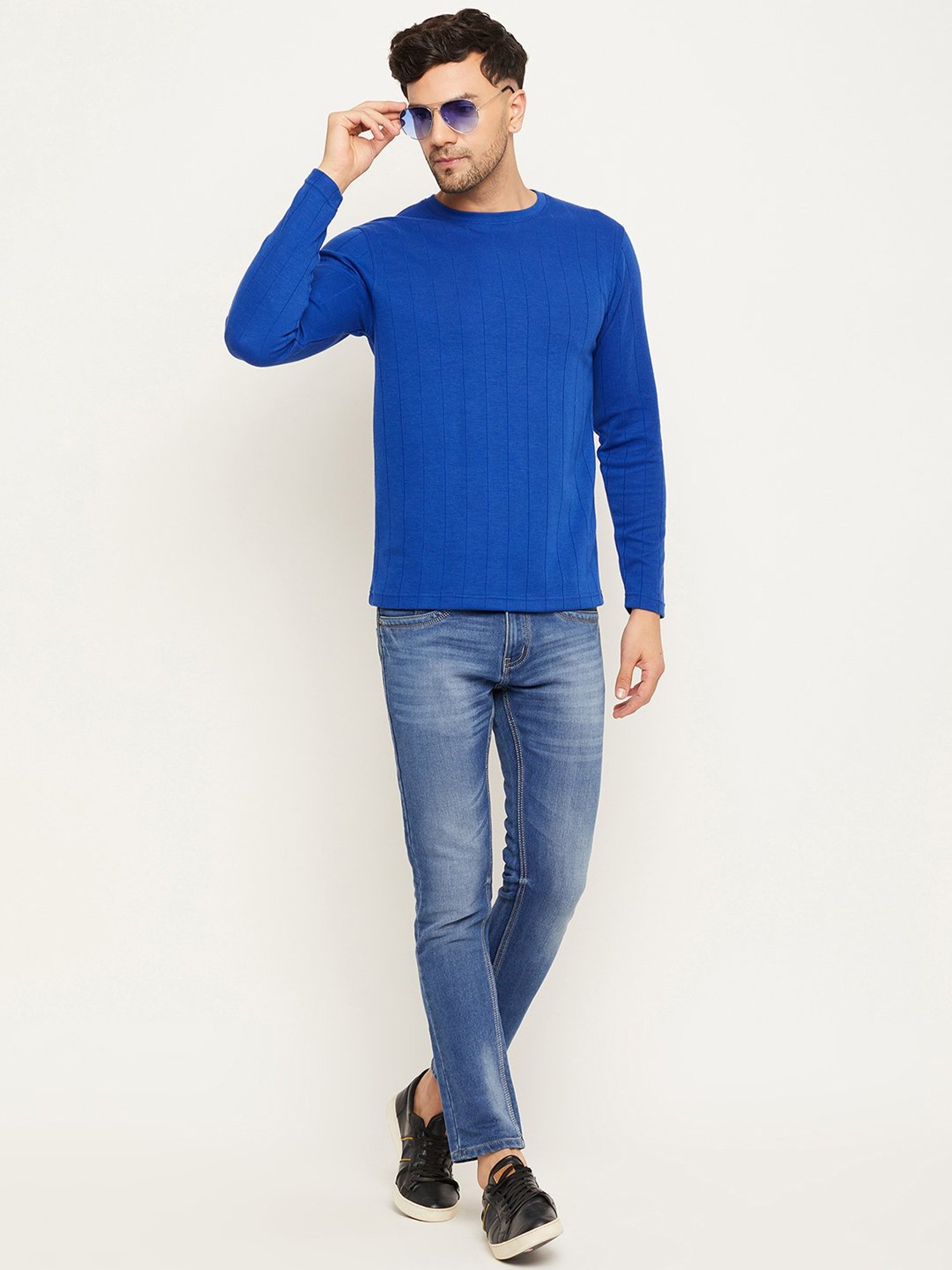 Club York Royal Blue Regular Fit Crew T-Shirt