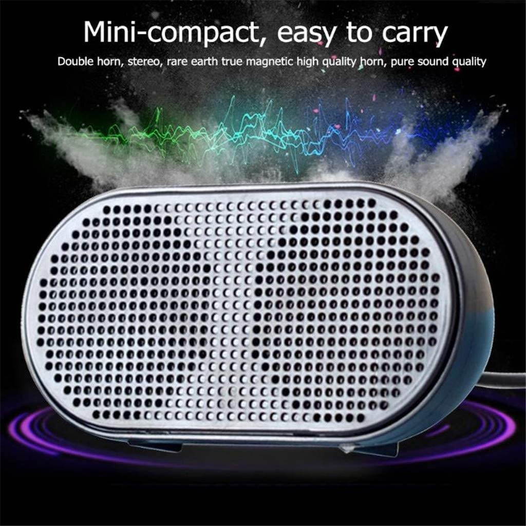 MagiDeal Computer USB Speaker Small Mighty Solid Wired 2 Channel Multimedia Subwoofer - Black, 85x42x30mm