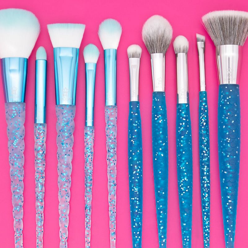 MODA Brush Frozen Fantasy 12pc Makeup Brush Bundle with Holographic Zip Case, Includes - Flat Kabuki, Accentuate, Super Crease,  and Smoky Eye Brushes