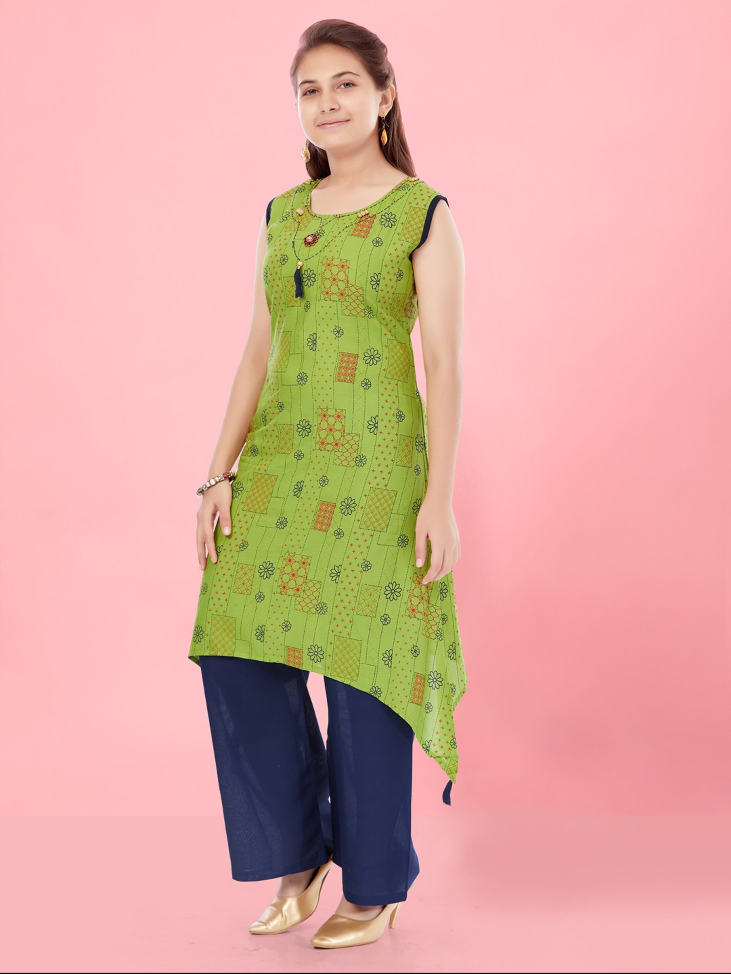 Aarika Kids Green Printed Kurta