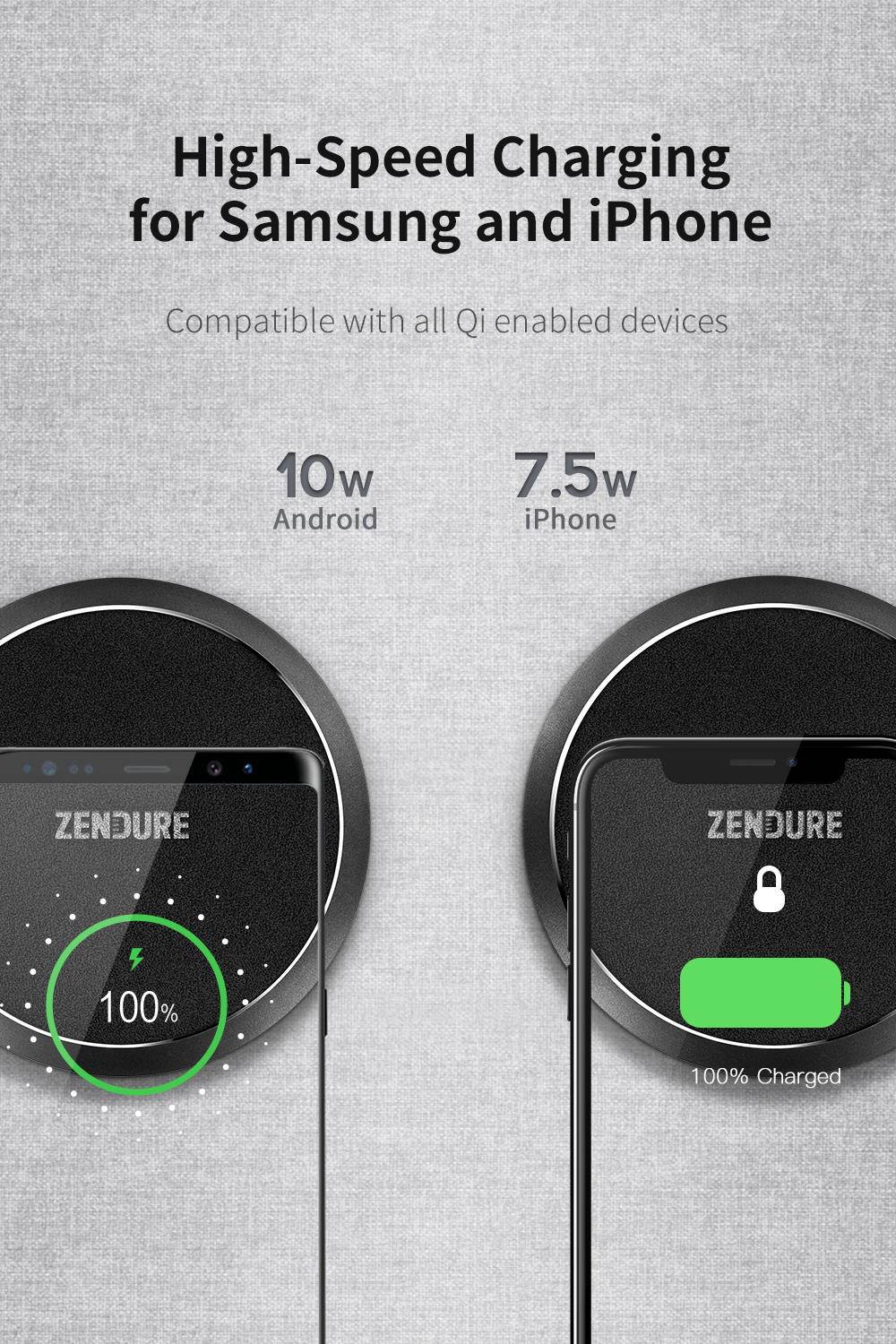 Zendure Q4 (Aluminum shell + Alcantara cover) Wireless Charger - Black