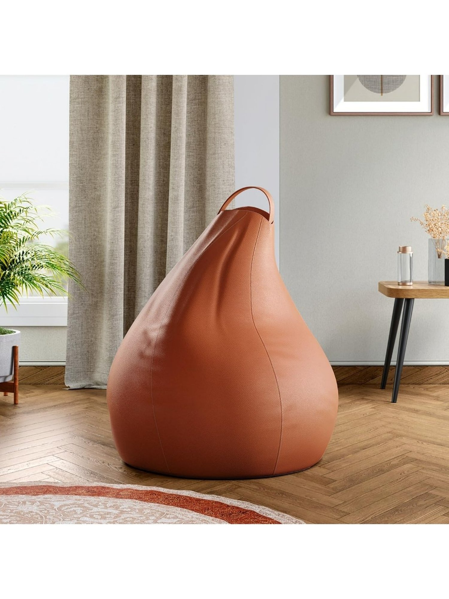 Godrej Interio Comfy Chesnut Brown ?Faux Leather Bean Bag (1 Year Warranty)