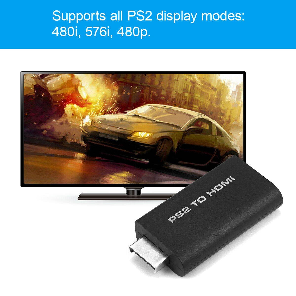 PS2 to HDMI Video Converter Adapter with 3.5mm Audio Output for HDTV Monitor