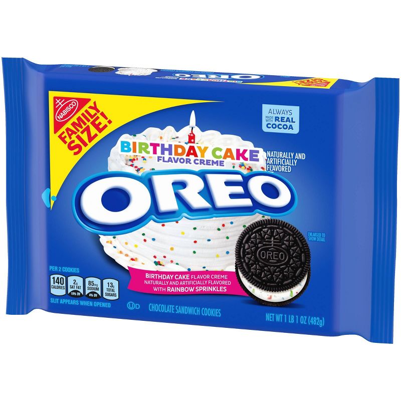 Oreo Birthday Cake Flavor  Chocolate Sandwich Cookies Family Size - 17oz