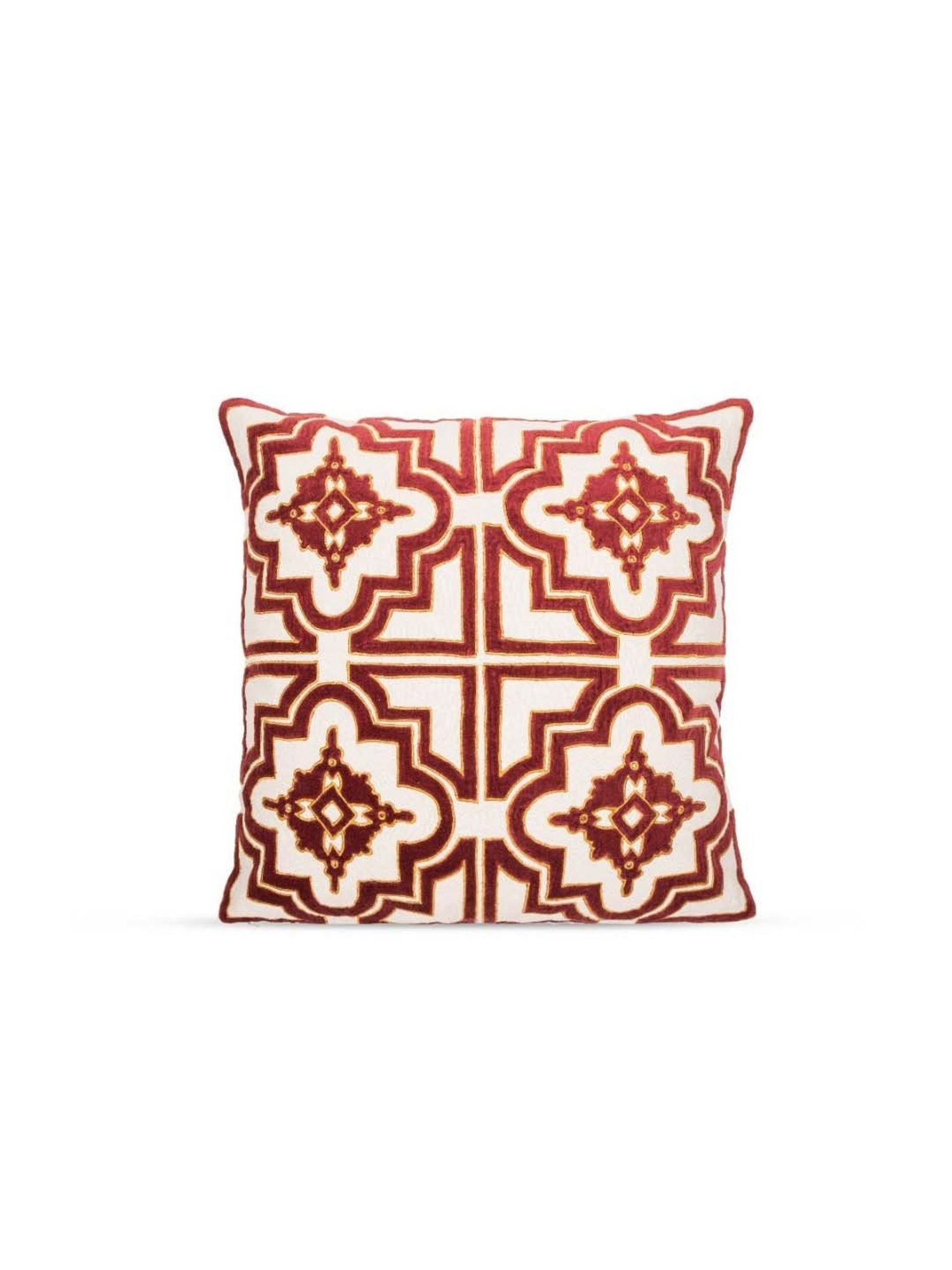 Home4U Alber Red Velvet & Linen Cushion Cover - Set of 1