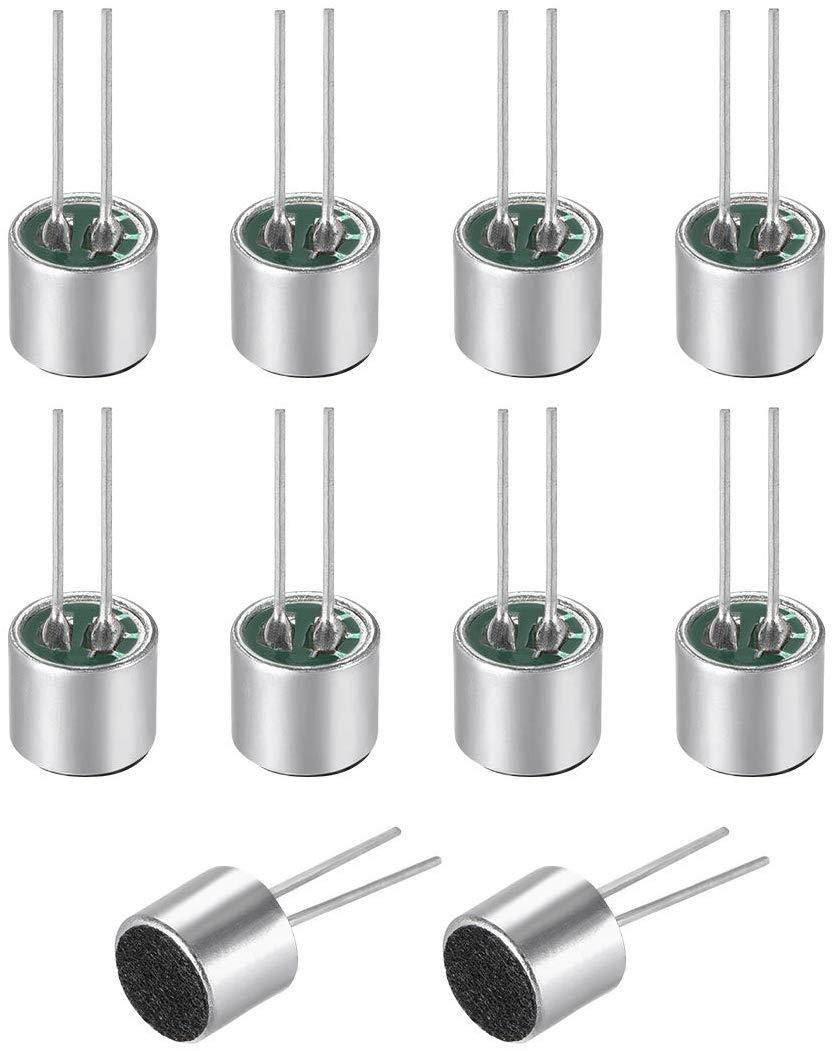 uxcell 6050 52dB Electret Microphone Pickup 6mm x 5mm Cylindrical Condenser MIC with Pins for PCB 10 Pcs