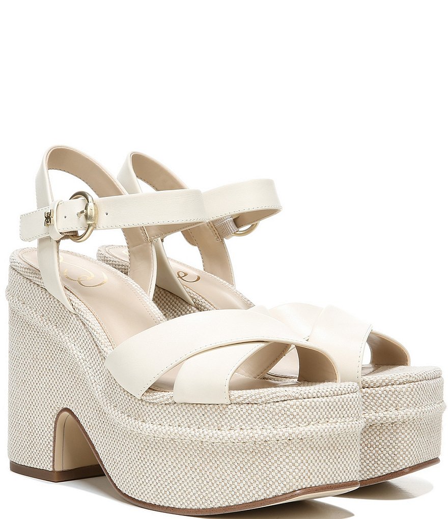 Sam Edelman Trianna Suede Quarter Strap Fabric Wrapped Platform Sandals